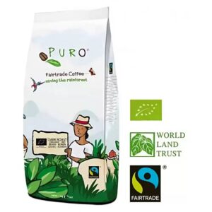 Kafijas pupiņas „Puro Fairtrade Organic Dark“, 1 kg puro organic dark