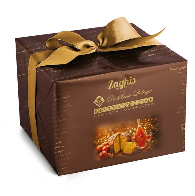 panettone-ar-aboliem-un-kanela-likieri-zaghis-bottega-800g-2 Zaghis Bottega Panettone dāvanu iepakojums